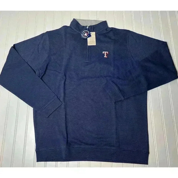 Peter Millar Texas Rangers 1/4 Zip Pullover Men Navy Blue Large NEW 661 - Picture 1 of 5
